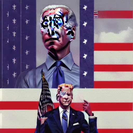 Prompt: joe biden in cyberpunk america, trending on artstation, detailed art, oil painting,