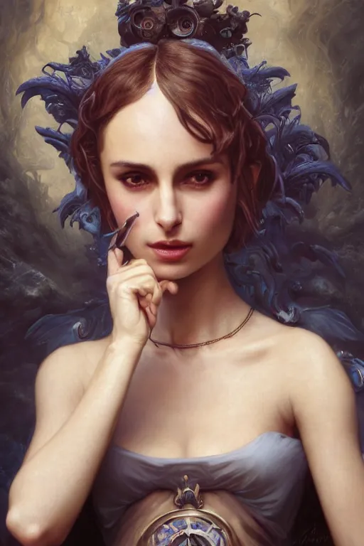 Image similar to Nathalie Portman in a fantasy comic book style portrait painting of Ayanami Rei, François Boucher, Oil Painting, Mystical Valkyrie, unreal 5, DAZ, hyperrealistic, octane render, Regal, Refined, Detailed Digital Art, RPG portrait, William-Adolphe Bouguereau, Michael Cheval, Walt Disney (1937), Steampunk, dynamic lighting, Highly Detailed, Cinematic Lighting, Unreal Engine, 8k, HD