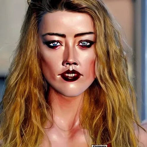 Image similar to a [ gourd ] carved shaped to look like ( amber heard ) face hybrid intercross