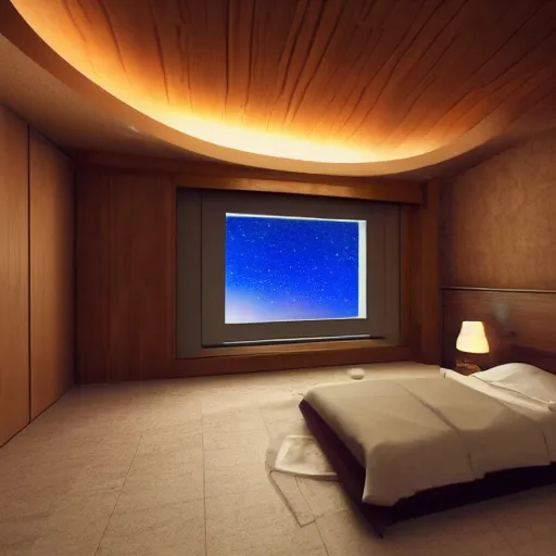 Image similar to wood room with a view of a nebula, modern architecture, cinematic, high quality, 8k, hyper realistic,