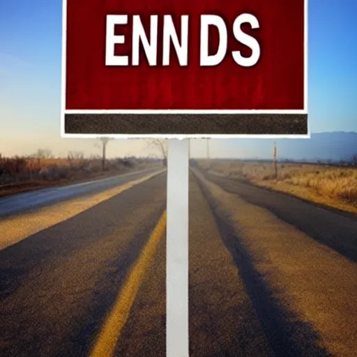 Prompt: 'END TIMES' sign that reads: E N D T I M E S