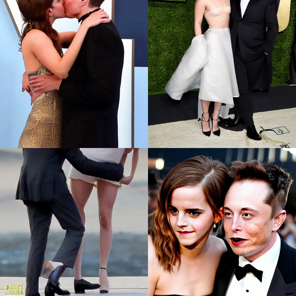 Prompt: Emma watson making out with elon musk 8k, DLSR, Award Winning Photography