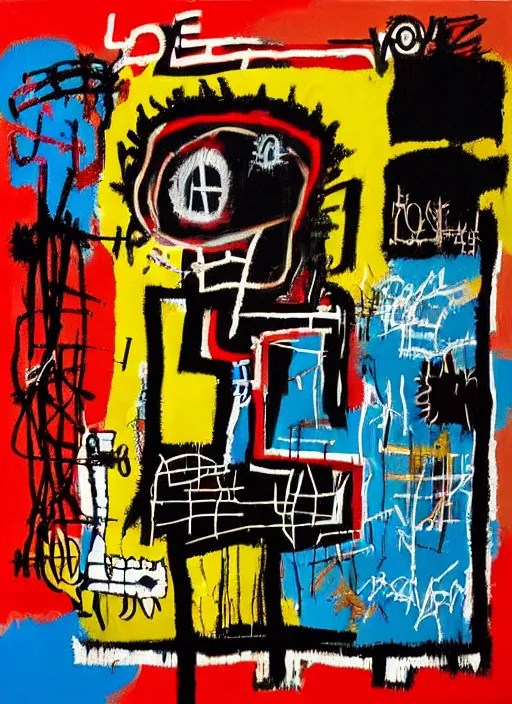 Prompt: love war and apocalypse, jean - michel basquiat