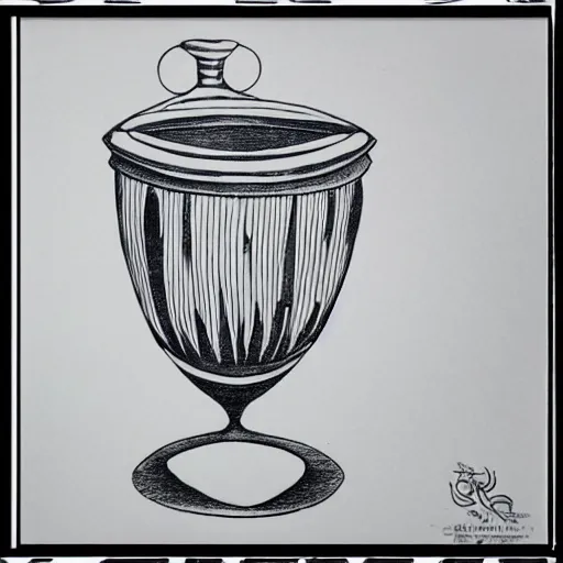 Prompt: detailled ink drawing of a crystal chalice