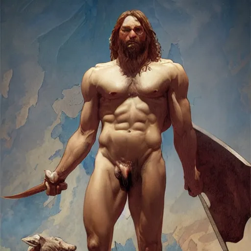 Image similar to ''body portrait of the minotaur, greek mythology, greece, fantasy, dungeons and dragons, d & d, digital painting, artstation, concept art, sharp focus, illustration, art by greg rutkowski and alphonse mucha''