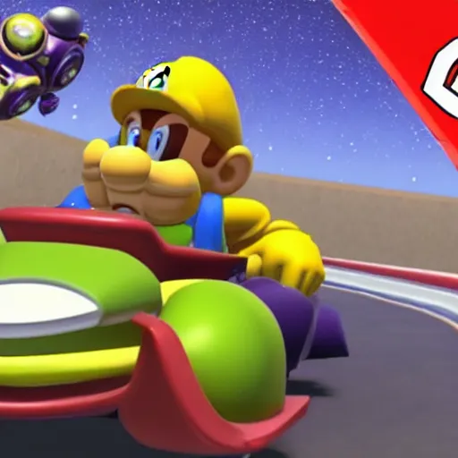 Image similar to thanos in mario kart