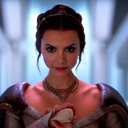 Image similar to victoria justice as princess padme in star wars episode 3, 8 k resolution, cinematic lighting, anatomically correct