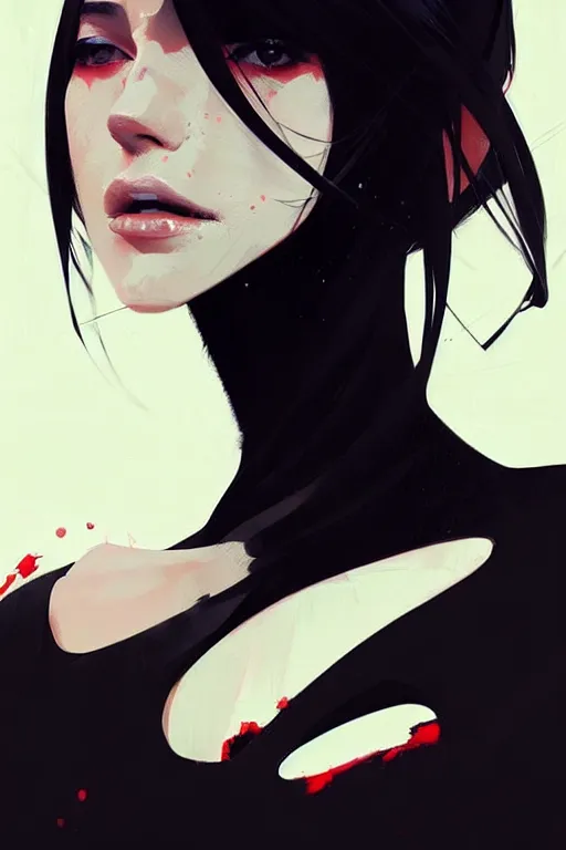 Image similar to a ultradetailed beautiful panting of a stylish woman wearing a black dress, by conrad roset, greg rutkowski and makoto shinkai, trending on artstation