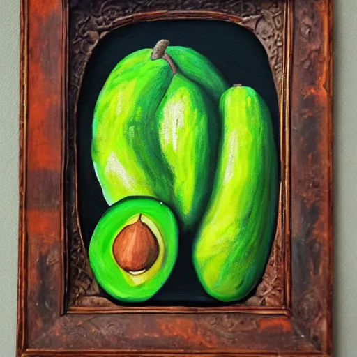 Prompt: An emissary of the Kingdom of the avocados. Painting.