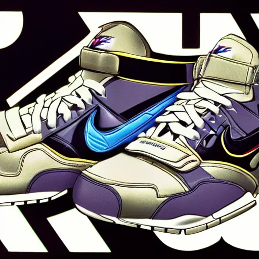 Prompt: retro futuristic Nike Air Trainer 1 sneakers by syd mead