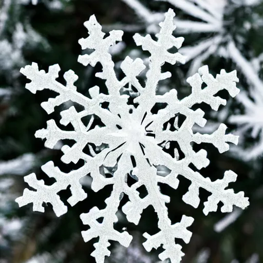 Image similar to snowflake in front of pinetree forrest