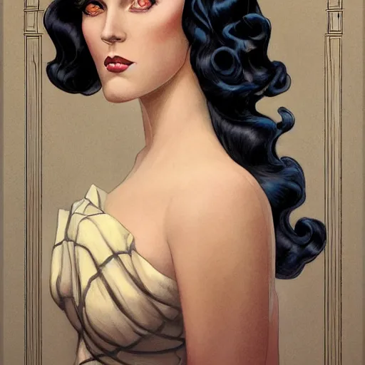 Image similar to a streamline moderne, art nouveau, multi - ethnic and multi - racial portrait in the style of charlie bowater, and in the style of donato giancola, and in the style of charles dulac. very large, clear, expressive, intelligent eyes. symmetrical, centered, ultrasharp focus, dramatic lighting, photorealistic matte painting, intricate ultra detailed background.