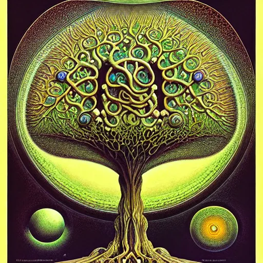 Image similar to tree of life by roger dean and andrew ferez, art forms of nature by ernst haeckel, divine chaos engine, symbolist, visionary, art nouveau, botanical fractal structures, organic, detailed, realistic, surreality