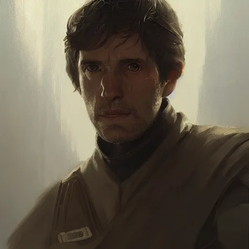 Image similar to portrait of a man by Greg Rutkowski, Col Skywalker from the Star Wars Expanded Universe, he has about 30 years old, highly detailed portrait, digital painting, artstation, concept art, smooth, sharp foccus ilustration, Artstation HQ