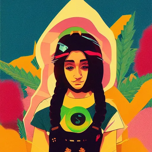 Image similar to dojacat profile picture by sachin teng, ganja, marijuana, organic painting, hard edges, masterpiece, smoke, asymmetrical, matte paint, energetic