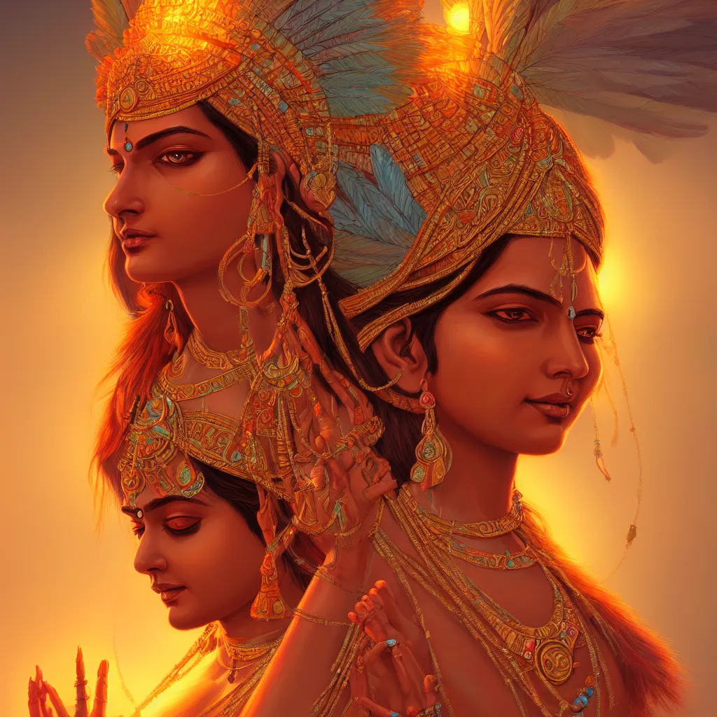 Image similar to Indian goddess, highly detailed, digital painting, artstation, concept art, soft light, sharp focus, illustration