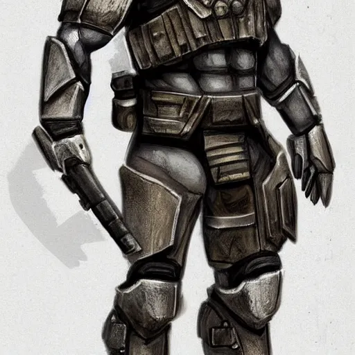 Prompt: detailed character concept art of mix between a spartan and heavy fbi soldier