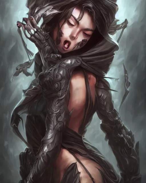 Prompt: death is swallowed up in victory, very detailed and beautiful face, screaming with fear, artwork by artgerm, centered shot, wide angle, full body, mythpunk