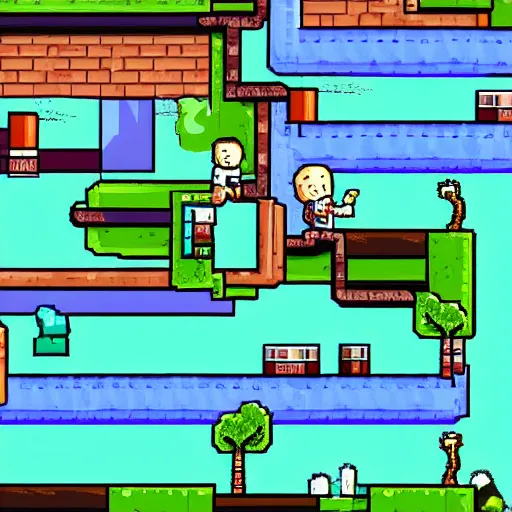 Image similar to breaking bad, 2D indie pixel game,