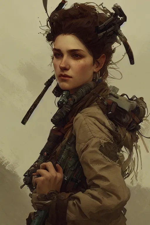 Prompt: A full portrait of a beautiful post apocalyptic Polish explorer, intricate, elegant, highly detailed, digital painting, artstation, concept art, smooth, sharp focus, illustration, art by Krenz Cushart and Artem Demura and alphonse mucha