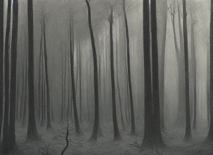 Prompt: a forest by zdzislaw beksinski, matte painting, aesthetic