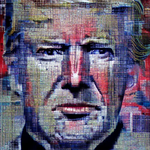 Prompt: portrait mosaic of trump with robot eyes, 4k, intricate details, digital, heaven and hell