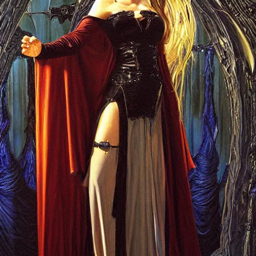 Image similar to vampire priestess, by donato giancola and berthold woltze.
