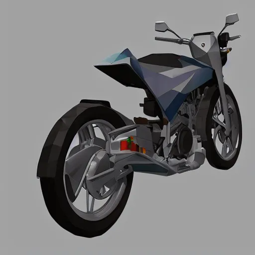 Prompt: low poly unity render of a yamaha motorcycle