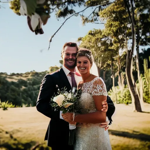 Image similar to a happy quokka photobombing a wedding photo, award-winning photograph