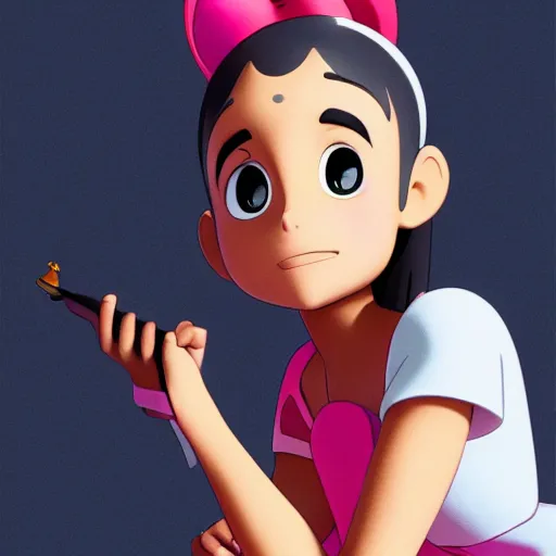 Image similar to portrait of ariana grande by Pixar and Studio Ghibli and greg rutkowksi