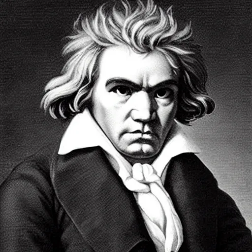 Prompt: Beethoven playing rock music