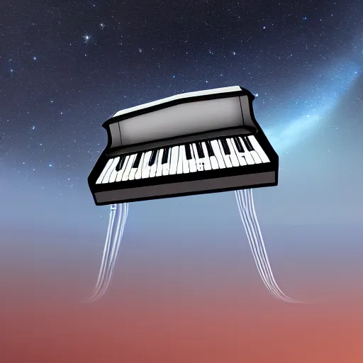 Image similar to endless road that looks like a piano in space, digital art