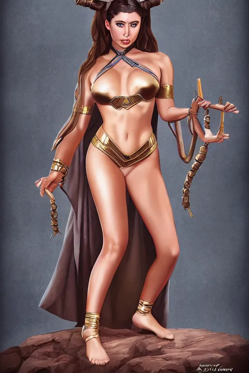 Image similar to Lena Paul As Slave Leia - Cosplay, by artgerm, WLOP