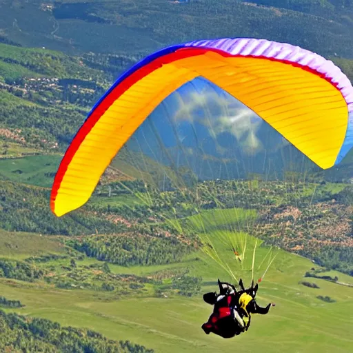 Prompt: a baby flying in a paraglider