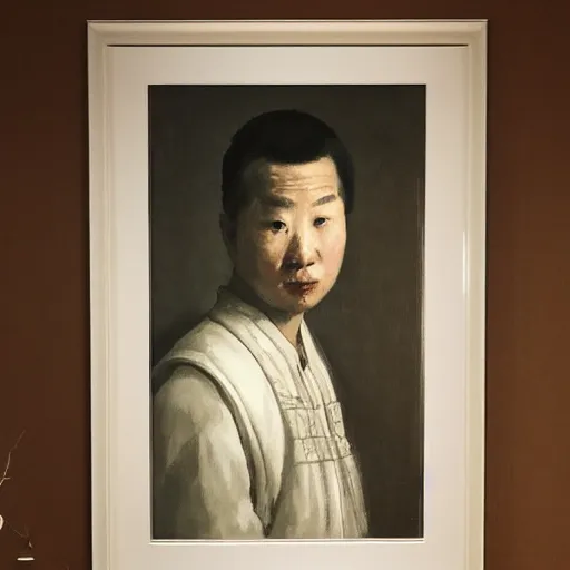 Prompt: Portrait of Jack Zhu in his modest white apartment, detailed, in the style of Rembrandt. High-end feeling. 4K. Trending on art station.