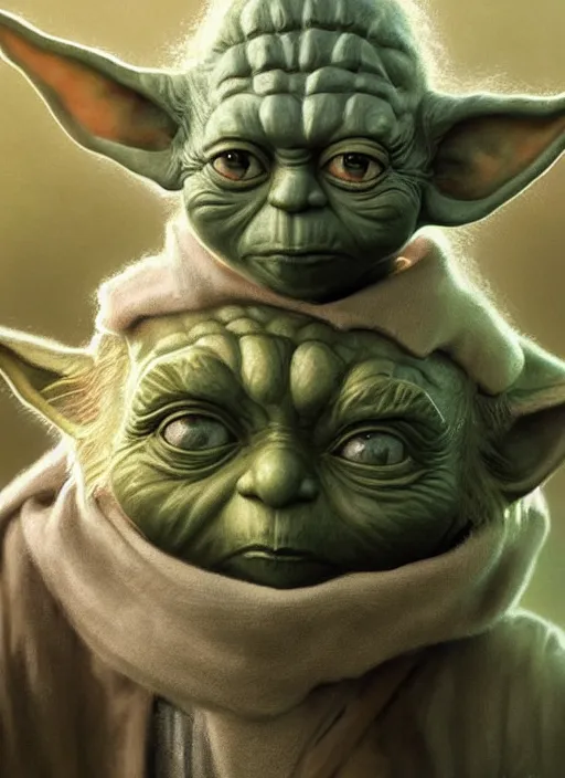 Image similar to a highly detailed portrait of Yoda on a bad drug trip, drugs and alcohol littered everywhere, dizzy, trippy, artstation, cgsociety, very detailed, intricate, detailed illustration, by artgerm and greg rutkowski and alphonse mucha, sharp, smooth, masterpiece