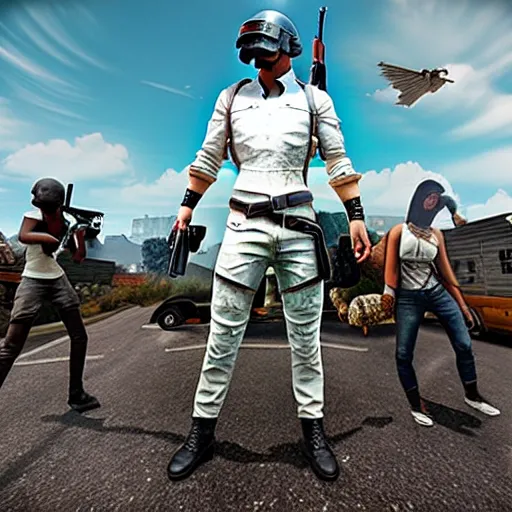 Image similar to young thug, in pubg