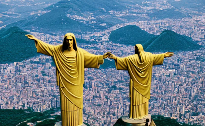 Prompt: christ the redeemer statue dabbing