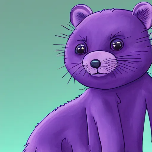 Image similar to a purple otter with antennas that is cute and professionally - drawn, furry fandom, furaffinity, digital painting, digital art, detailed, high - resolution