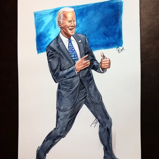 Image similar to a perfect, realistic professional digital sketch of Joe Biden in style of Marvel, full length, by pen and watercolor, by a professional American artist on ArtStation, a hollywood-style sketch, on high-quality paper