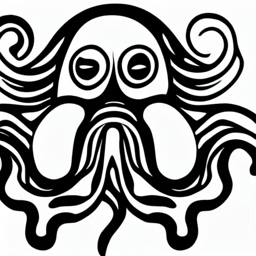 Image similar to intricate black and white logo of an octopus.