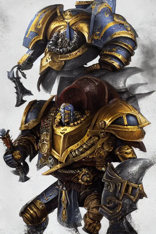 Image similar to armor portrait heros warhammer 4 0 k horus heresy fanart - the primarchs emperor by johannes helgeson animated with vfx concept artist & illustrator global illumination ray tracing hdr fanart arstation zbrush central hardmesh 8 k octane renderer comics stylized