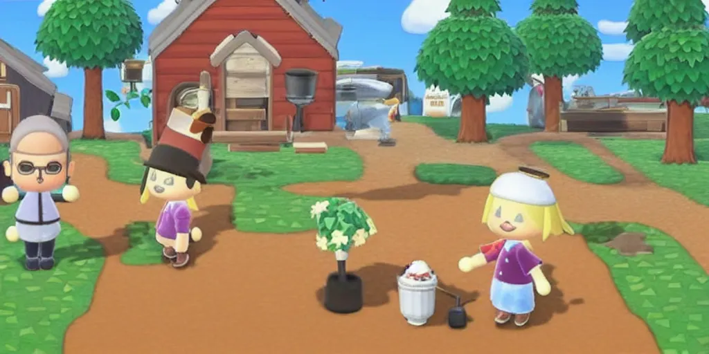 Prompt: the pope in animal crossing new leaf videogame, nintendo ds