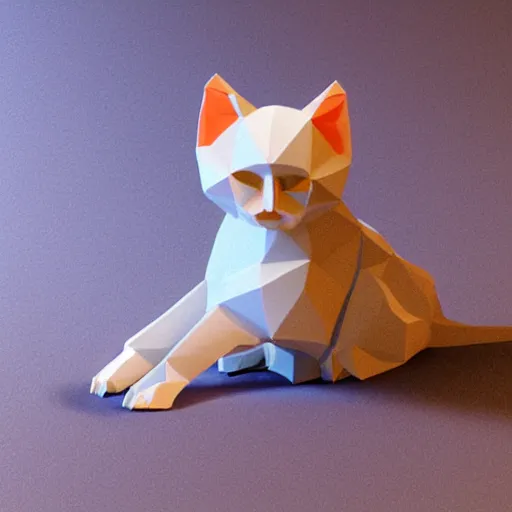 Image similar to low - poly kitten