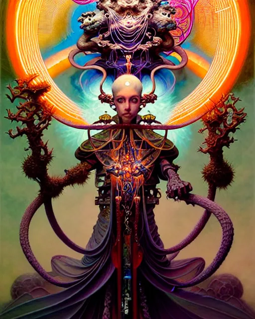 Image similar to the hierophant tarot card, fantasy character portrait made of fractals, ultra realistic, wide angle, intricate details, the fifth element artifacts, highly detailed by peter mohrbacher, hajime sorayama, wayne barlowe, boris vallejo, aaron horkey, gaston bussiere, craig mullins