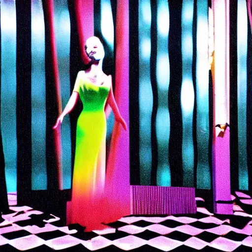 Prompt: film still from surreal arthouse film, avant garde, stylized colors, unusual lighting choices