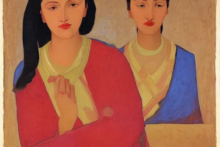 Image similar to woman portrait artwork by nicholas roerich