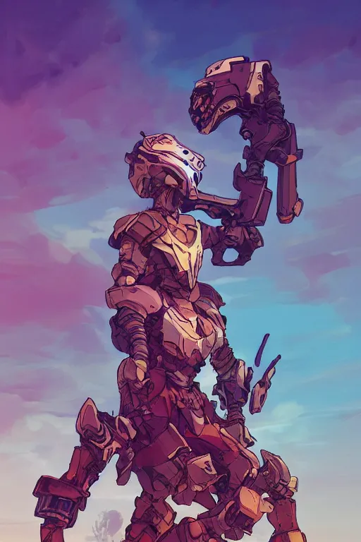 Image similar to combination suit armor aloy horizon forbidden west horizon zero dawn robot ninja mask helmet backpack tribal, art gta 5 comics, official fanart behance hd artstation by jesper ejsing, by rhads, makoto shinkai and lois van baarle, ilya kuvshinov, ossdraws radiating a glowing aura cgi rtx 2 0 2 2