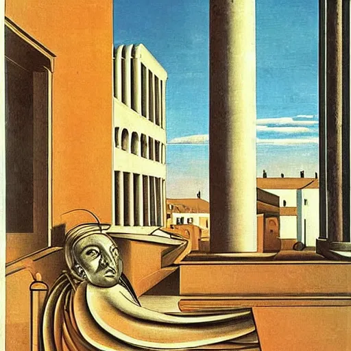 Prompt: An artwork by Giorgio de Chirico