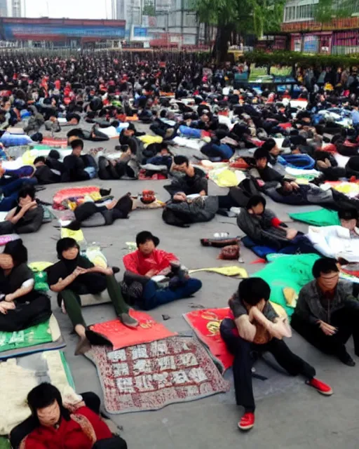 Image similar to tangping lying flat protest movement in china